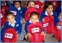 kids with backpacks photo